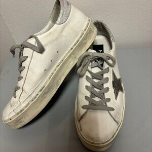 Golden Goose Women's Hi Star with star and metallic silver heel 39